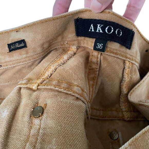 AKOO DelinquentNo Rivals Denim Jeans Men's Size 36 Khaki Straight Leg Grunge - Picture 5 of 7